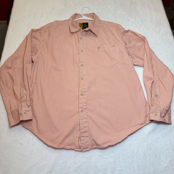 Browning Men's Orange Plaid Button Down Shirt - Picture 1 of 5